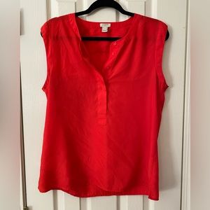 J-crew| red sleeveless blouse
